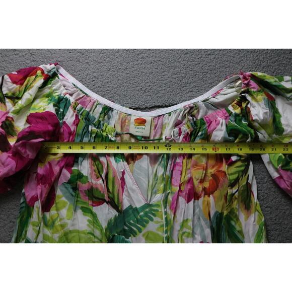 FARM Rio Dress Womens Small Floral Print Painted Flowers Off The Shoulder Maxi - Picture 9 of 10
